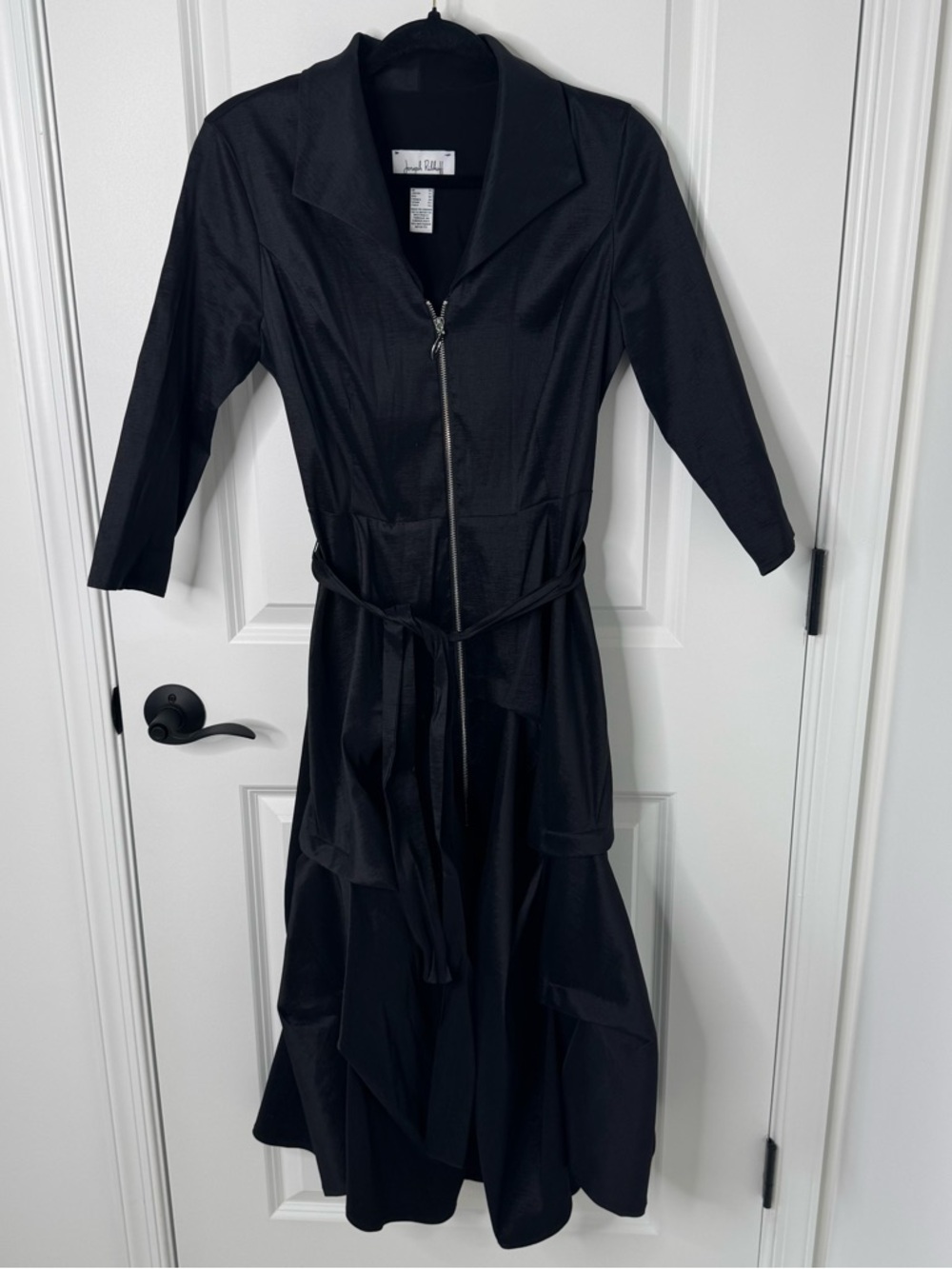Joseph Ribkoff Black Zip-Front taffeta Dress 8